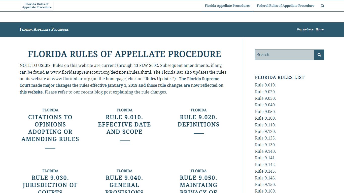 Florida Appellate Procedure - Rules for Florida Appellate Procedure